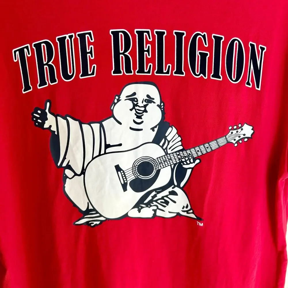 NWOT True Religion Men's Buddha and Velour Logo Short Sleeve Tee Men's Large